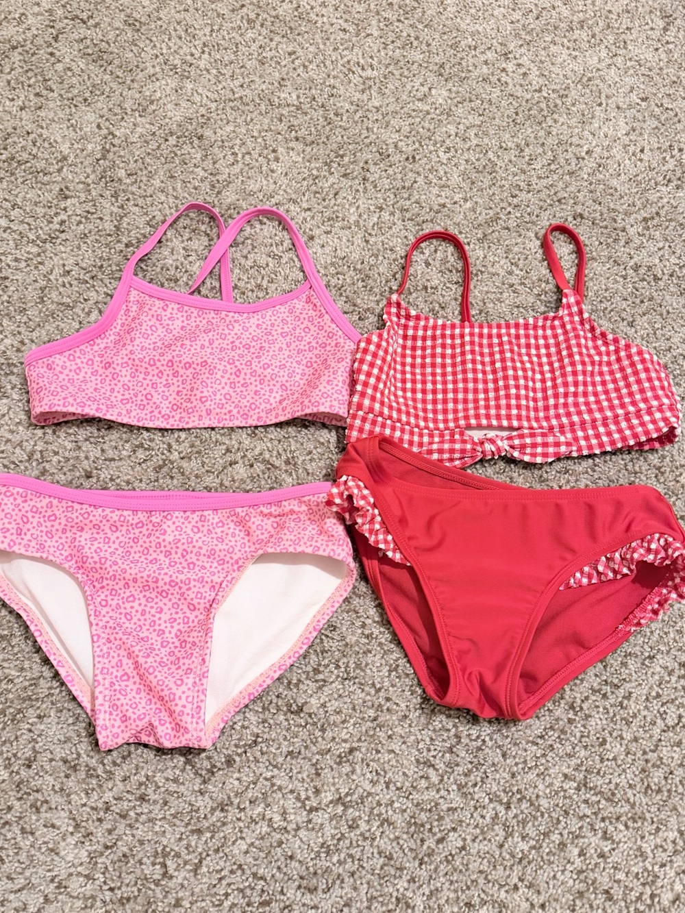 Bundle of 2 Cat & Jack Red Girls Two-Piece Swim Sets NWOT